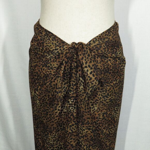 Caron Joy Vintage Leopard Print Tie Waist Chiffon Maxi Skirt Size Small-Medium - Picture 3 of 7